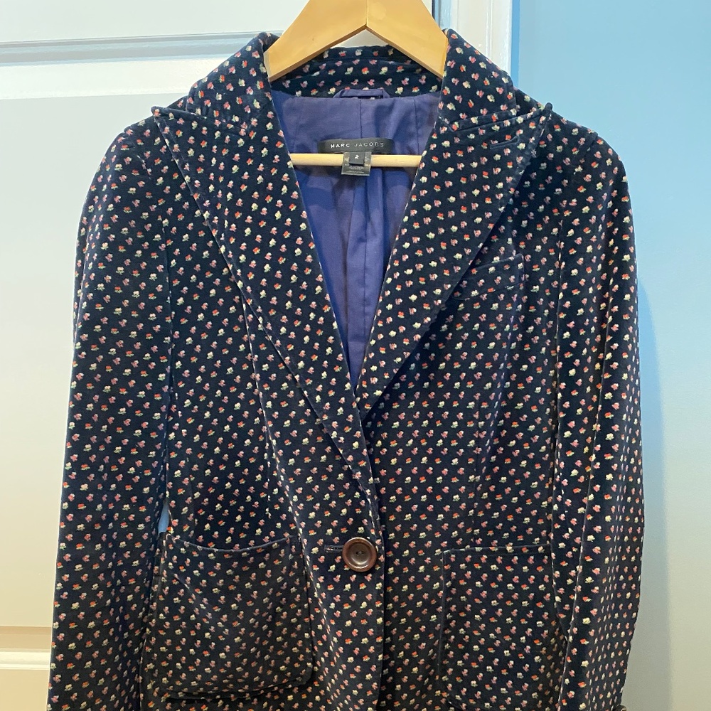 Vintage Marc by Marc Jacobs navy blazer with mini flowers